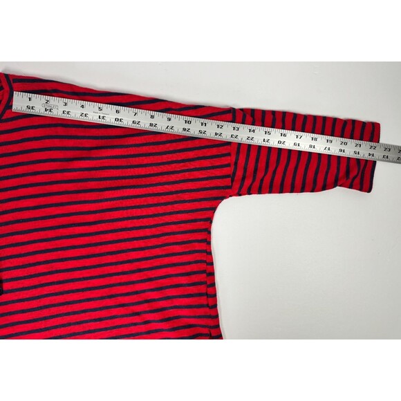 Mersea Catalina Slub Knit Top Women One Size Red Navy Stripe Relaxed Coastal Tee - Picture 11 of 12